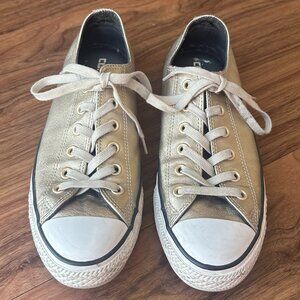 Chuck Taylor All Star Champagne Gold Leather Sneaker SZ 9